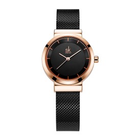 SHENGKE Minimalist Watch (Love Me Tender Love Me Home) Casual Fashion Wrist Watch Mesh 2023 Black