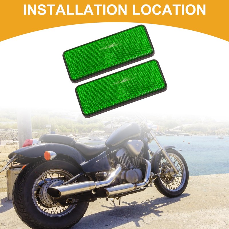 Partuto 2 Pcs Universal Motorcycle Reflector - Plastic Green