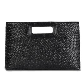 OPLERT Clutch Purse for Women Faux Leather Evening Bags with Chain for Prom Cocktail Wedding, black