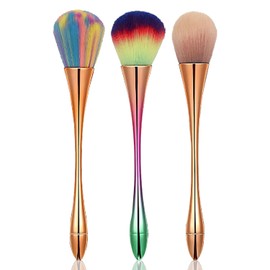 YECIRALA 3 Pcs Rose Gold And Colorful Nail Dust Brush For Acrylic Nails Brush Cleaner Dust Powder Remover Brush For Nail Cleanning Up Brush Set Soft Brush Large Manicure Makeup Brush Blush Brush