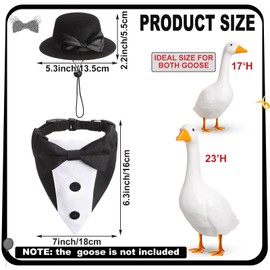 Abbylike Porch Goose Formal Tuxedo Outfit Wedding Cement Plastic Porch Goose Bandana Collar with Bowtie and Hat for 17" 23" Goose Wedding Birthday Party Graduation Accessories
