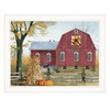 Autumn Leaf Quilt Block Barn 1 White Framed Print Wall