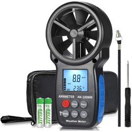 AIOMEST AI-100WM Handheld Anemometer Barometer Wind Speed Cold Thermometer Tester Air Flow Measuring Instrument Speed Meter Pressure Gauge Digital Air Flow Meter for Humidity Gauge