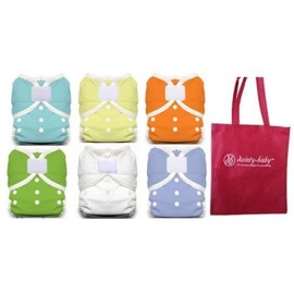 Thirsties Duo Wrap Size 1 Cloth Diaper Cover 6 Pack Gender Neutral Cover with Dainty Baby Reusable Bag Bundle