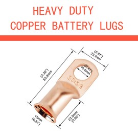 16Pcs 3/0 AWG 3/8" Stud Heavy Duty Copper Wire Lugs with 16Pcs Heat Shrink Tubing 3/0 Gauge Copper Ring Terminals Battery Cable Ends Bare Copper Eyelets Tubular Ring Terminal for Car Boat Marine