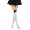 UXQEJO Women's Satin Bows Accent Thigh High Stockings Hold-ups Snag-Resistant