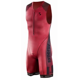Synergy Triathlon Tri Suit - Men's Elite Sleeveless Trisuit (Crimson/Black, XX-Large)