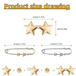 10 Sets of Pants Waist Tighten Star Button Pins, No Sewing, Detachable Metal Jeans Buttons Loose Denim Waistband Clip Clips, Loose Jeans, Skirts, Sleeves, Sweater Clothing Accessories