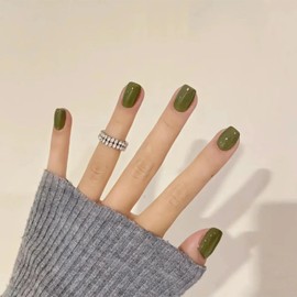COSMOO Olive Green Nail Polish, 12ml Olive Quick Dry Nail Lacquer for Nail Art Varnish, 0.41 fl oz