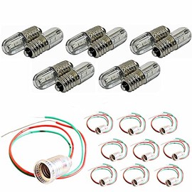 10x E10 3V (2.8-3.2V) LED + 10x Lamp Holder with Cable as Set LED Lamp Socket Socket Toy Dollhouse Warm White Cool White (Warm White)