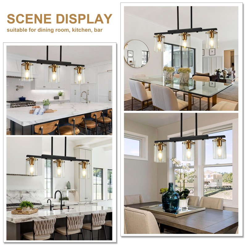 XvmBvm 3-Light Kitchen Island Lighting,Dining Room Lights Modern Farmhouse Chandelier