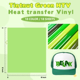 Tintnut Green HTV Heat Transfer Vinyl - 18 Sheets 12" x 10" Light Heat Transfer Vinyl Army Green HTV Iron on Vinyl for T-Shirts