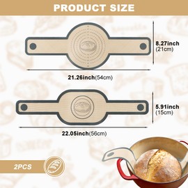 Silicone Bread Sling,2 PCS Bread Baking Mats for Dutch Oven,Non-Stick & Easy to Clean Reusable Sourdough Silicone Bread Sling with Long Handles,Easy and Stable to Transfer Sourdough Bread(Type B)