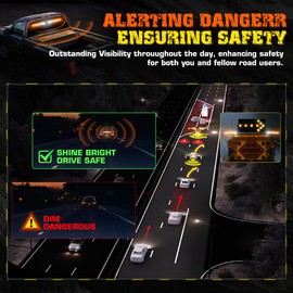 LRTER 2x17.7 Traffic Advisor Strobe Light Bar Strobe Lights w/Remote Control, Emergency Warning Flashing Safety Windshield Lights for Construction Vehicles Snow Plow Tow Trucks, Amber