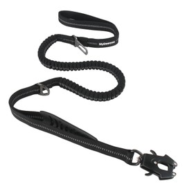Dog Leashes for Large Dogs Heavy Duty, Tactical Dog Leash with Two Padded Traffic Handle Control Dog Travel Walking, 4-6 Foot Reflective Bungee Dog Leash with Frog Clip, with Car Seatbelt
