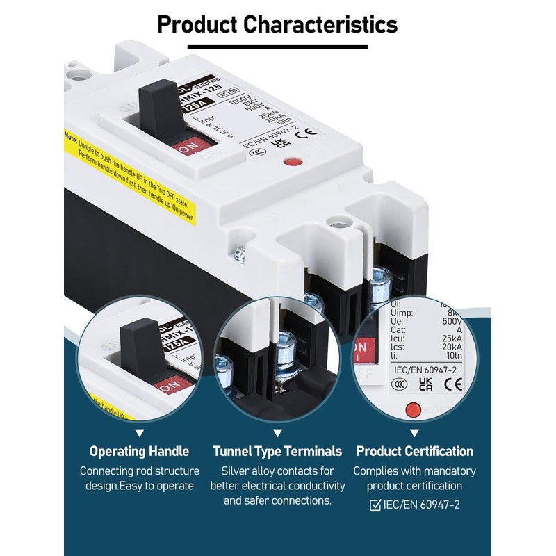 DIHOOL DC Main 125 Amp Circuit Breaker, 500V Battery Disconnect