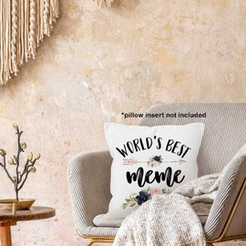 MONALET World's Best Meme Gifts Throw Pillow Cover 18x18, Birthday Pillow Case for Grandmother, Grandma Square Decor Pillowcase for Home Bedroom Living Room Couch Bed Sofa