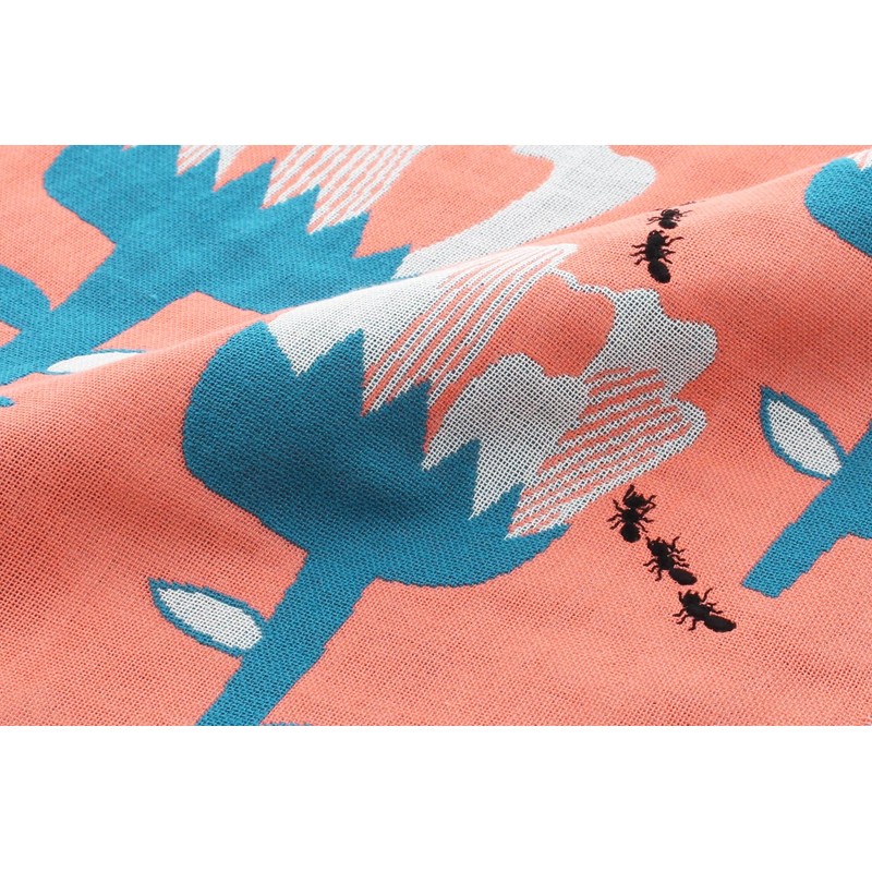 Kusubashi Mon Ori morita MiW Gauze Handkerchief, Ants, Salmon Pink,