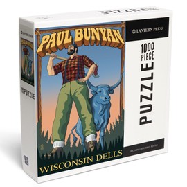 Lantern Press 1000 Piece Jigsaw Puzzle, Wisconsin Dells, Wisconsin, Paul Bunyan