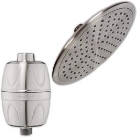 Waterfall Shower Head And Filter - 9 Inch Large Luxury Rain Showerhead For High Flow Overhead Showers With Water Filter To Remove Chlorine & Hard Minerals, 1.8 GPM - Brushed Nickel