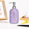 SlowVibes 18Oz Bling Purple Glass Soap Dispenser With Rust Proof