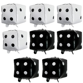 8PCS Giant Dice, Inflatable Dice, 30CM Fun Giant Dice Big Dice Large Dice for Children, for Indoor Outdoor Broad Games Lawn Pool Party Birthday Party Decorations(4*Black + 4*White)