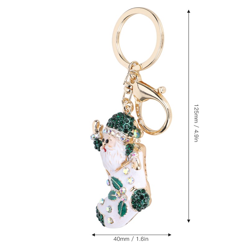 2Pcs Santa Keychain Pendant Cute Stylish Fahionable Decorative Hanging OrnamentsGreen