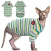 DENTRUN Hairless Cats Shirt Breathable Cat Daily Wear Clothes Stripe