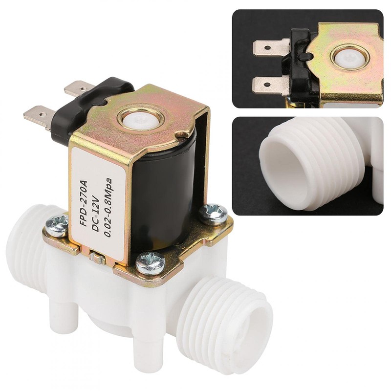 FPD-270A G1/2" NC Normally Closed Solenoid Water Valve, Plastic Solenoid