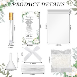 LemonRoad 50 Sets Wedding Clear Perfume Spray Bottles Set with 10ml Fine Mist Empty Perfume Bottles Cards Mini Pearls and Bows for Bridal Shower Thank You Gifts Wedding Favors for Guests