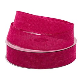 7/8" X 25 Yards Hot Pink Faux Linen Ribbon