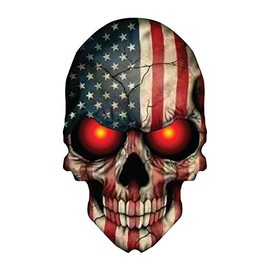 BOLDERGRAPHX 2027 Skull Decal with American Flag and Glowing RED Eyes 5.5"x3.25"