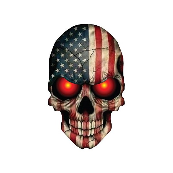 BOLDERGRAPHX 2027 Skull Decal with American Flag and Glowing RED