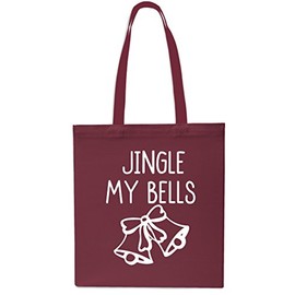 Jingle My Bells Christmas Tote Shopping Gym Beach Bag 42cm x38cm, 10 litres-Maroon