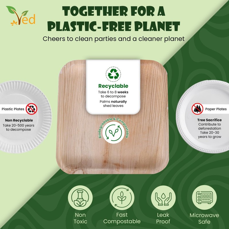 Ved 25 Disposable Eco-Friendly, Biodegradable Areca Leaf Plates 4" (10cm)