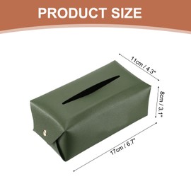 sourcing map Tissue Box Cover with Button Rectangle Tissue Box Holder PU Leather Facial Tissue Paper Dispenser for Tabletop Bathroom Bedroom Kitchen (Dark Green, 6.7 x 4.3 x 3.1 Inch)