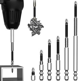 Magnetic Impact Screwdriver Driver Bits Set, 12Pcs Screw Driver Bit Sets Impact Non-Slip Drill Bits Power Tool Accessories for Electric Screwdrivers Cordless Drill (PH2-25 50 65 70 90 150 mm)