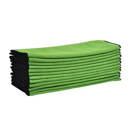 Detailer's Preference 390 GSM Premium Microfiber Towels, Ultra Soft, Lint-Free, Streak-Free, Highly Absorbent, Scratch-Free Cleaning & Drying Cloths for Auto, Home & Detailing, 16x24, 12-Pack, Green