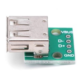 Watris Veiyi Pack of 10 4 Pin USB DIP Board, 2.54 mm Micro USB Socket, Type A Breakout Board for DIY Power Supply, Breadboard Design
