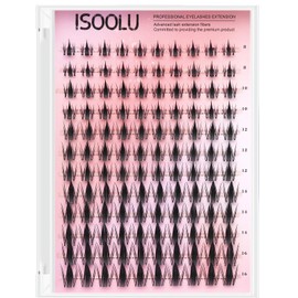 ISOOLU Fairy Lash Clusters Kit 8-14mm Manga Individual Lashes C Curl Wispy Eyelash Clusters WideSpan Eyelash Extension Kit with Lash Bond and Seal Wet-Look Spiky Cluster Lashes