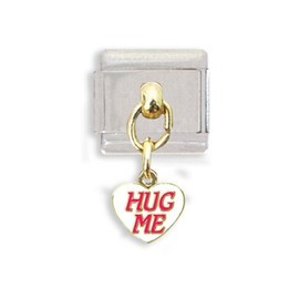 Clearly Charming Hug Me in Heart Dangle Italian Charm Bracelet Link