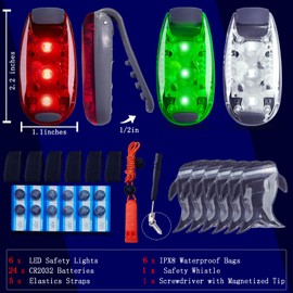 Amzonly 6pcs Navigation Lights for Boat Kayak, Battery Operated Safety Lights Kit for Night Kayaking, High Visibility, Boat Safety Whistle Included, 12PCS Extra Batteries