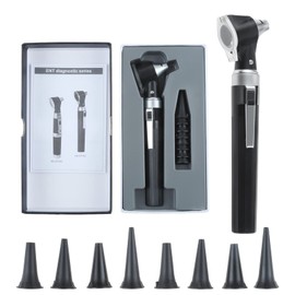Pocket Otoscope Kit, 3X Magnification Ear Scope with Light, 4 Speculum Tips Size, Ear Care Tool Fit for Nurse, Children, Adults, Pets (Black)