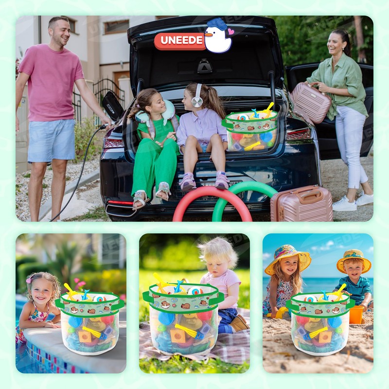 UNEEDE Bath Toy Storage with 3 Compartments, Bath Toy Storage,