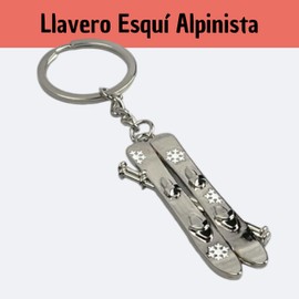 Ski Skiing Alpinist Keychain – Ski Keychains Snowtrack with White Snowflakes – Key Accessory for Ski, Skiers, Snow, Winter – Unisex Men's and Women's Keyring, grey, One size