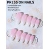 24-Piece Long Almond French Press-On Nails Kit, White Tips, Full