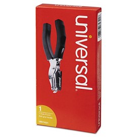 Universal UNV74321 Metal with Rubber Grip, Eight-Sheet Handheld 14 in. Hole Punch Perforator - Black