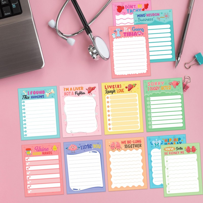 CUUSNNY 12 Pcs Funny Nurse Notepads, 3x4 Inch Self Adhesive