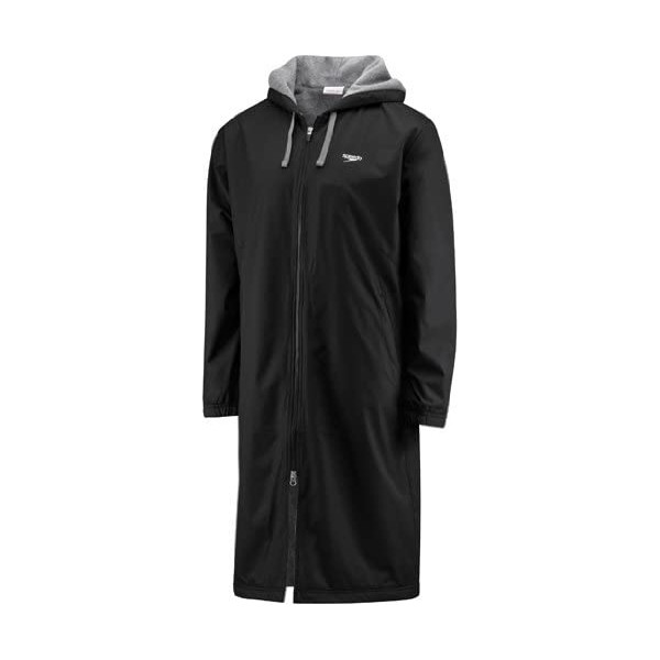 Speedo womens Parka Jacket Fleece Lined Team Colors down outerwear coats, Speedo Black, Medium US