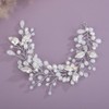 Teyglen Silver Leaf Crystal Hair Vine Bridal Rhinestone Headband Handmade